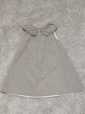 Girls' Taupe Polka Dot Peter Pan Collar Dress